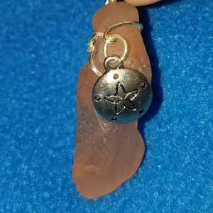 Sea glass necklace with sand dollar charm